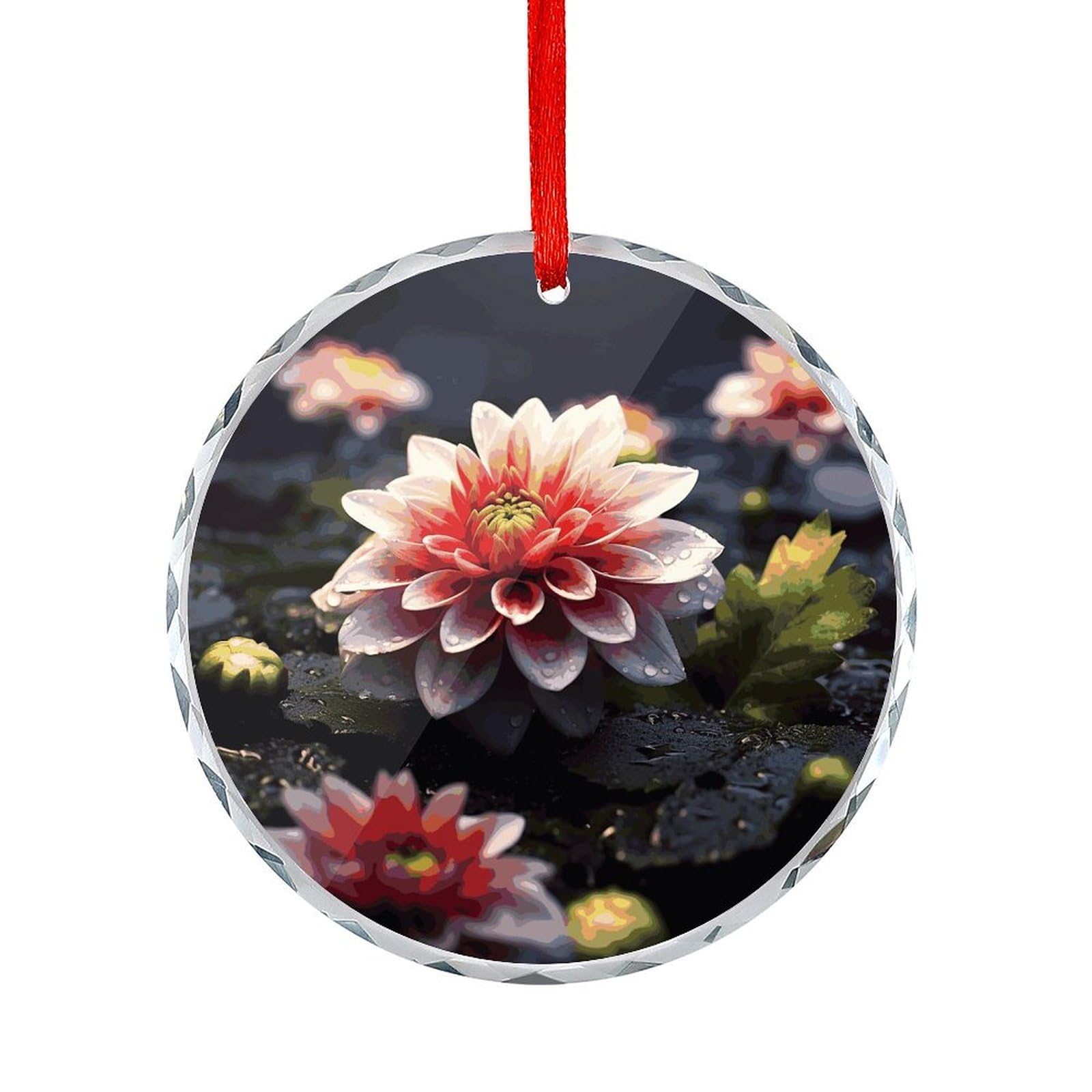 Fodpand Women's Style Flower1 Round Glass Ornament Keepsake Gift Exchange Ideas Car Decor,Christmas Ornaments For Tree Window Garden Ornaments