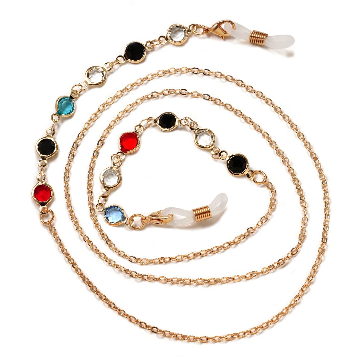 Porta Cinturino Collana con Cordino for Occhiali da Sole Appendere al Collo Occhiali da Vista Donna Uomo Catena for Occhiali(Blue,White)