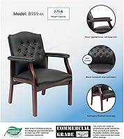 Vista 9 de Pemberly Row Silla de invitados tradicional de piel sintética en color negro