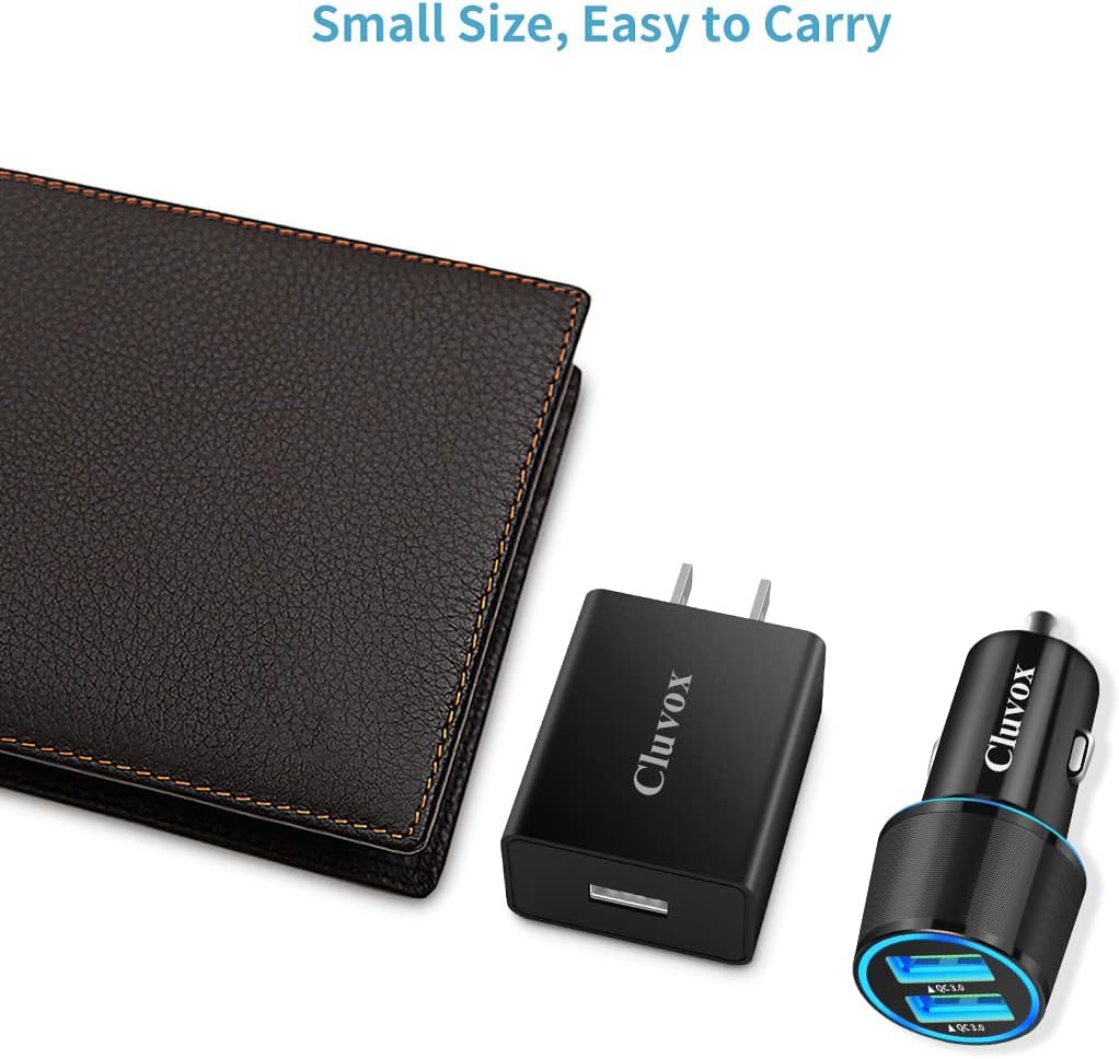 Fast Charger Kit, Compatible for LG Stylo 6/5/4, V60/50/V40/V35 ThinQ, V30/V20/G8 ThinQ/G7 ThinQ/G6, Rapid Wall Charger + Dual USB Car Charger, Quick Charge 3.0 Charger Set with 2 USB C Cords 3.3ft