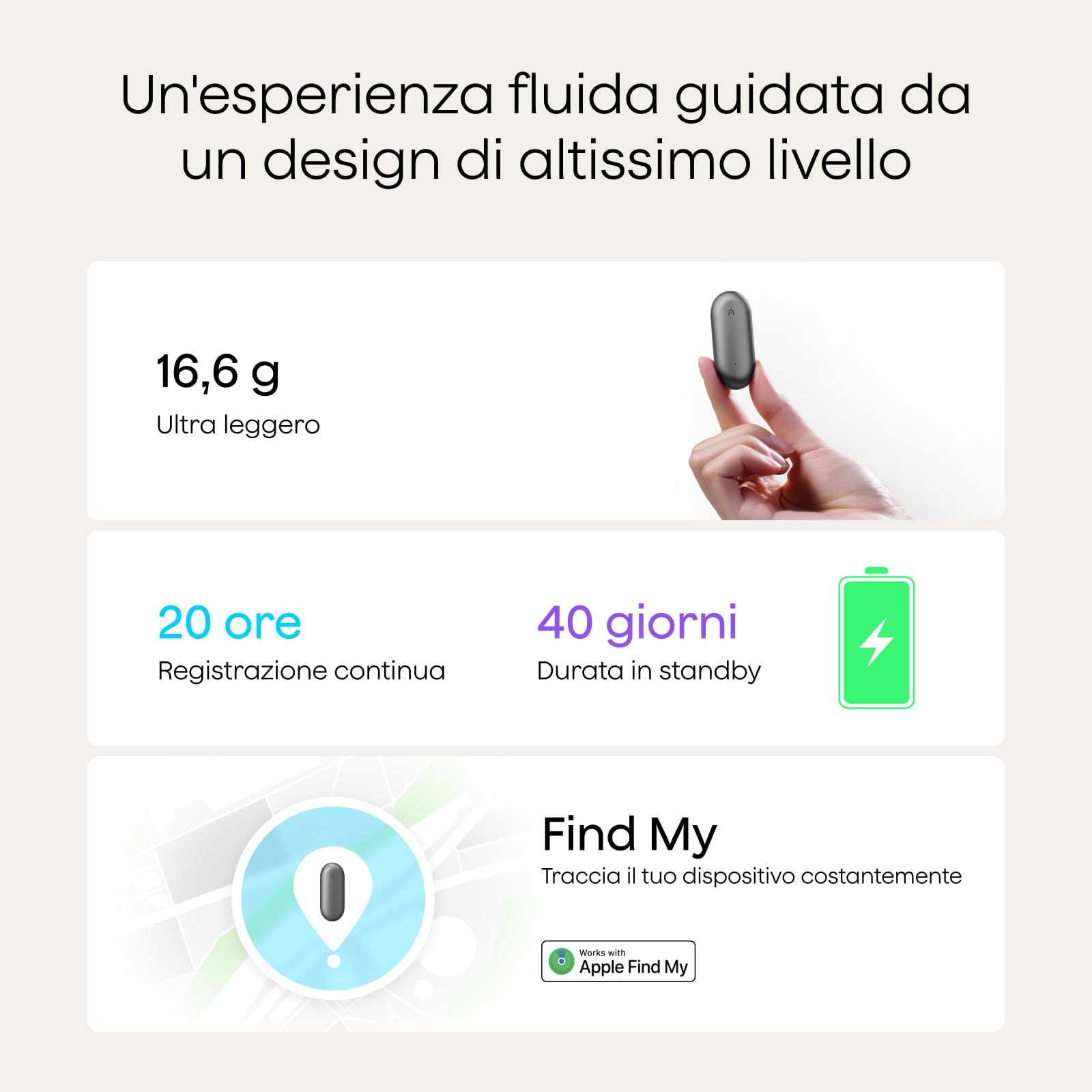 Plaud NotePin Registratore Vocale AI Professionale Audio Digitale Trascrivi Riassumi Tecnologia AI,Team Plan, Appunti Trascrizione Riepilogo per Riunioni Lezioni Colloqui, Grigio
