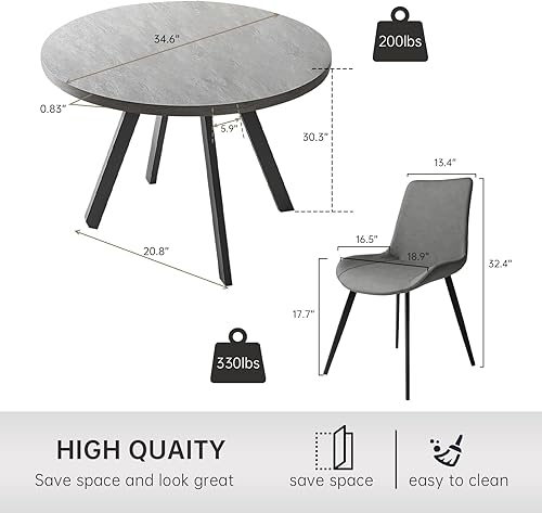 Miniatura 2 de Mesa de Comedor Redonda de 34.6'' y Sillas para 2, Juego de Mesa de Café Casual Moderna que Ahorra Espacio para Apartamento Cocina Comedor (Mesa