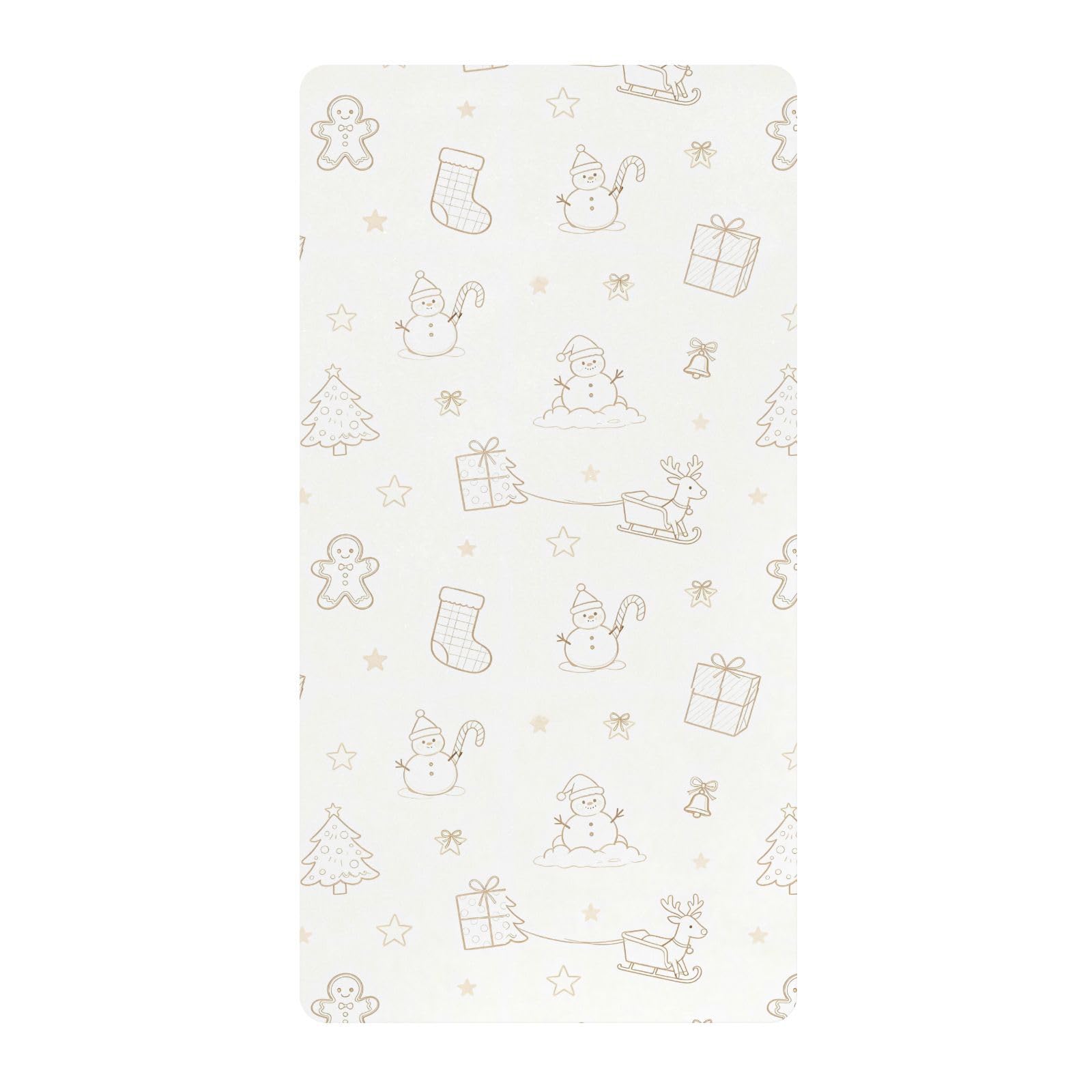 Sábanas de algodón para cuna de bebé, suave, diseño de árbol de Navidad, muñeco de nieve, beige, unisex, para guardería, 1 paquete de forros para cunas de ni?o 52 x 28 pulgadas