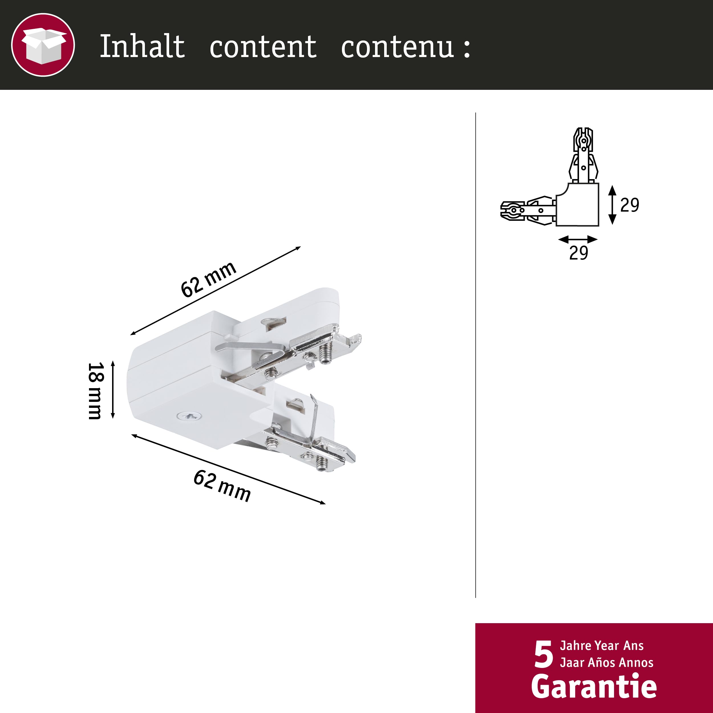 Paulmann 97649 URail 97683 composant de système Haute Tension Rail Blanc 1m, métal