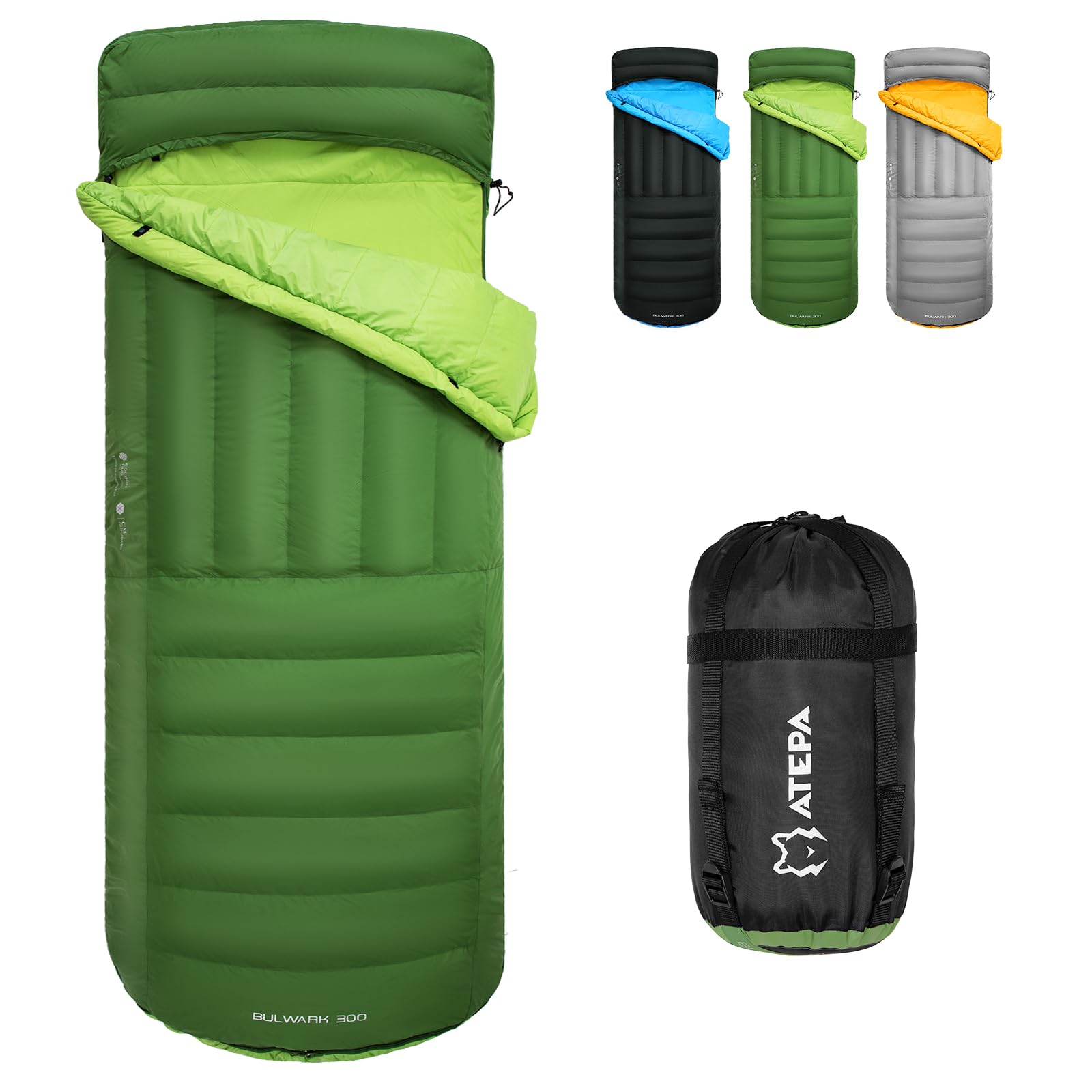 ATEPA Down Sleeping Bag for Backpacking Ultralight 650 FP, 53.6/44.6/26.6 ℉ 3 Season 2-Piece Sleeping Bag Recyclable Material with Compression Sack, as BlanketGlobal Recycled StandardGlobal Recycled StandardGlobal Recycled Standard