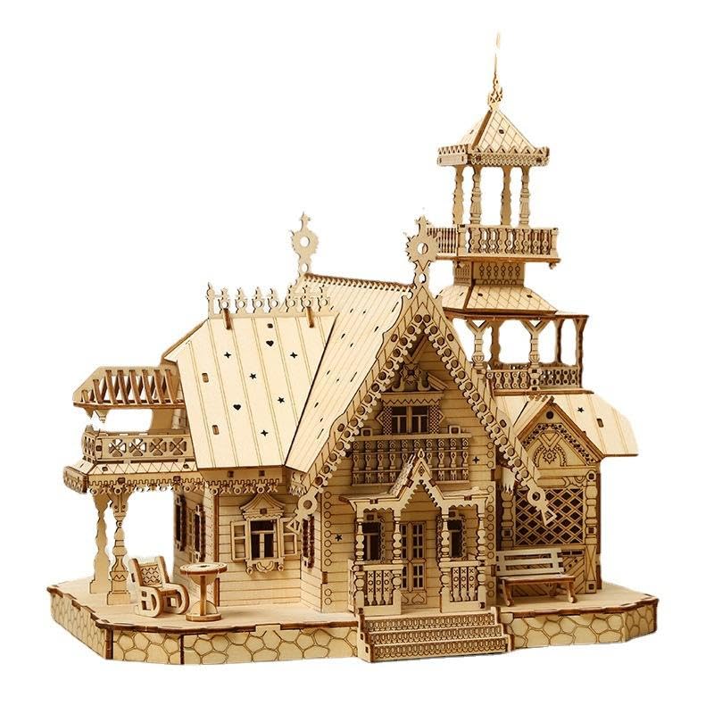 3D Wooden House Puzzle Model Kit – DIY Architectural Building Craft, Detailed Wooden Construction Puzzle for Adults & Teens, Creative Home Décor, Hobby Kit & Gift | Solvenic