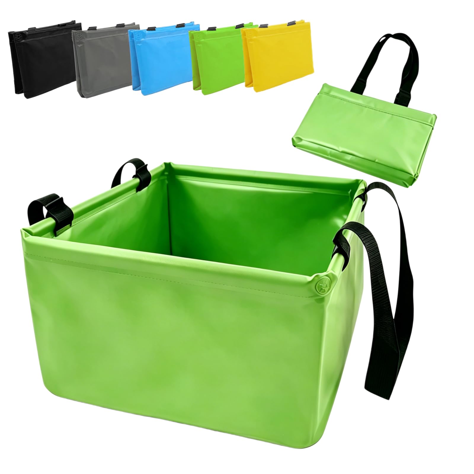 Folding Bowl 15L/20L, Square Camping Folding Bin, Foldable for Outdoor, Dishwashing & Picnic (Green 20L) — image 1