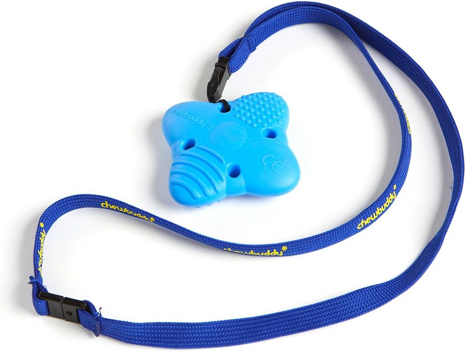 Sensory Direct Chewbuddy 2 & Lanyard - Pack of 1, Sensory Toy for a Fidget, Chew or Teething Aid | for Kids, Adults, Autism, ADHD, ASD, SPD, Oral Motor or Anxiety Needs | Blue