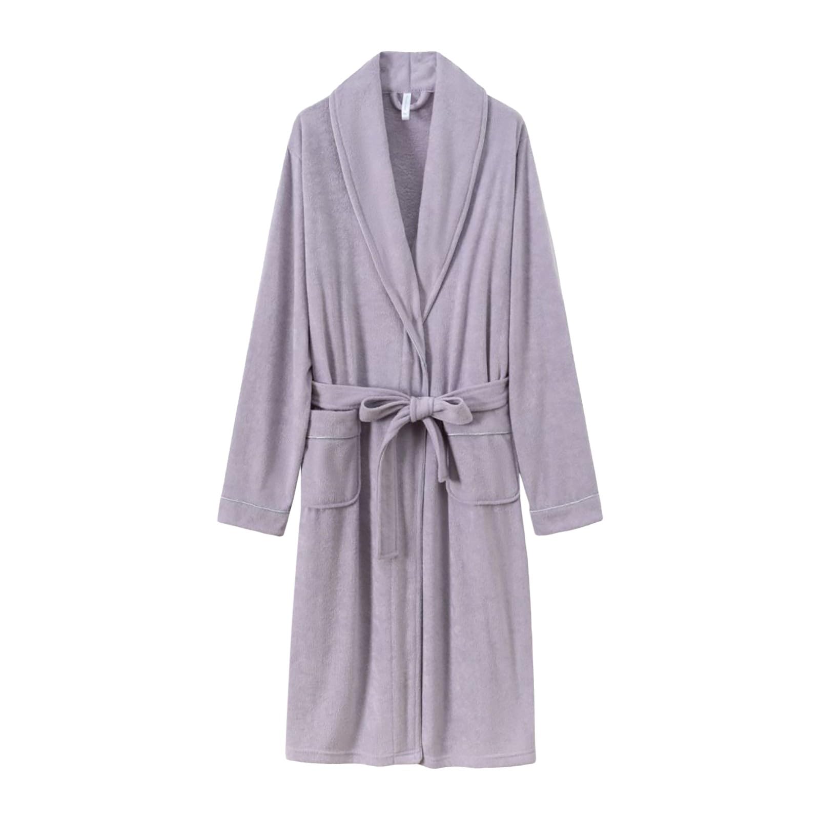 Albornoz genérico para mujer, 2026, secado rápido, absorbente de agua, largo vestido de baño, franela, grueso, invierno, casa (luz púrpura, XL)