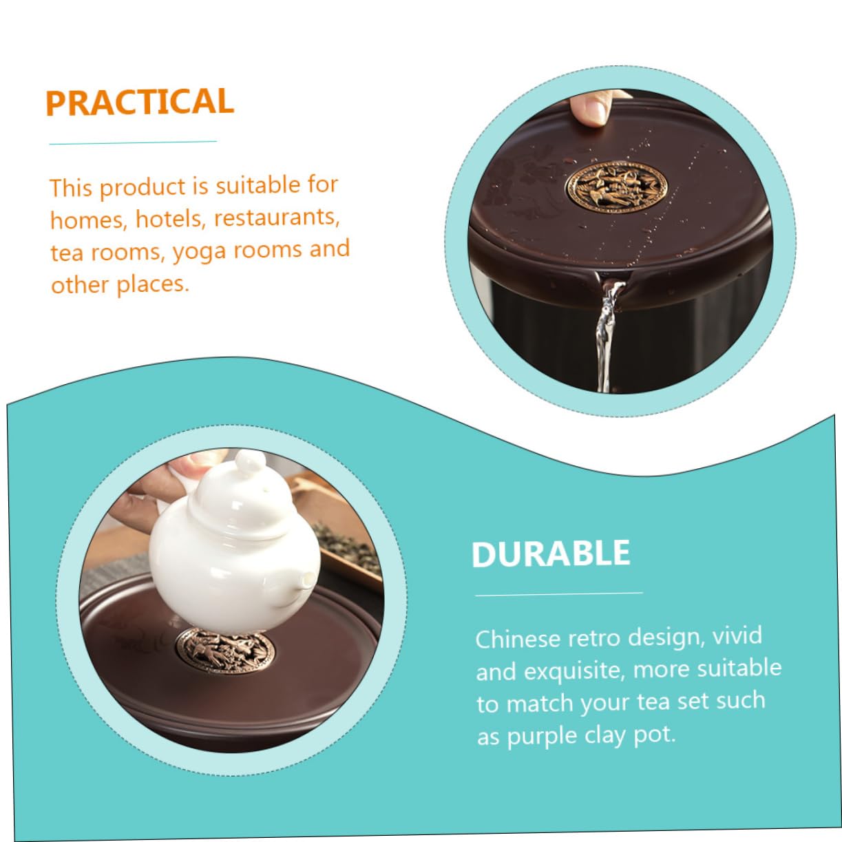 Chinese Style Tea Serving Tray Phenolic Plastic Brown