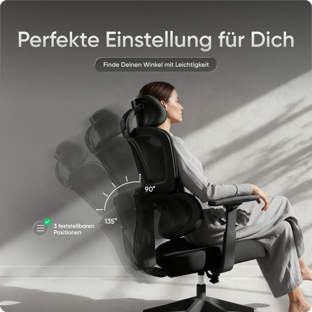 Move Bürostuhl ergonomisch bis 150kg (Testsieger) - 5 Jahre Garantie