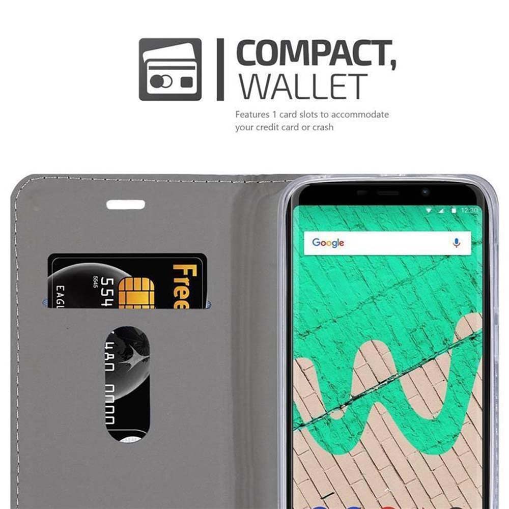 Cadorabo Custodia Libro per WIKO JERRY 3 in GRIGIO NERO - con Vani di