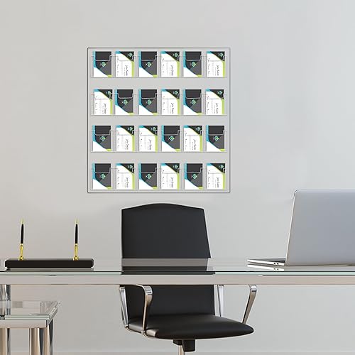 Miniatura 7 de Ripeng Soporte vertical de 24 bolsillos para tarjetas de visita para montaje en pared, estante de exhibición de calcomanías transparentes, soporte