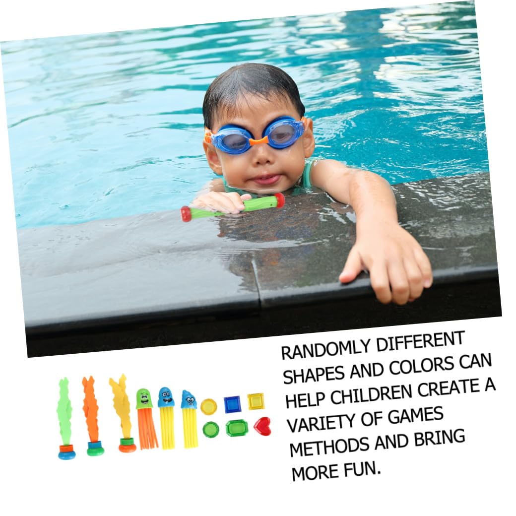 ORFOFE Ensemble de Jouets de Plongée Couleur Aléatoire 21 Pièces pour Piscine Anneaux, Bâtons et en PVC Facile à Saisir pour Garçon et Filles Débutants en Natation