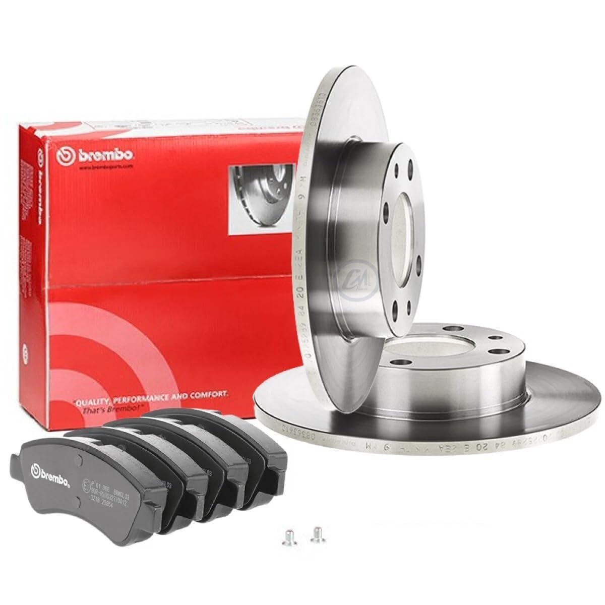 COPPIA DISCHI FRENO ANTERIORI + PASTIGLIE BREMBO PER PANDA (169) / PUNTO (176) / Y (840)