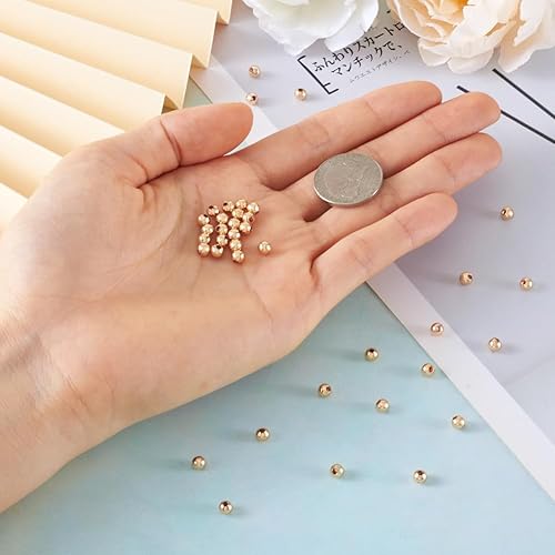 Miniatura 9 de 200 cuentas redondas de latón de oro de 18 quilates, cuentas espaciadoras chapadas en oro, cuentas de bola de metal liso sólido sin costuras para