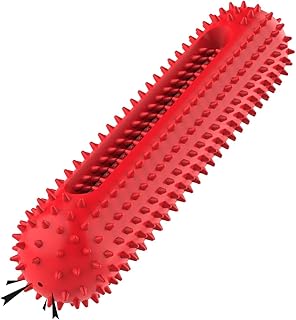 petizer Dog Squeaky Toys for Aggressive Chewers | Tough Toothbrush Puppy Chew Toy | Nearly Indestructible Rubber Toys for Pet Training, Teeth Cleaning, Playing and Chewing for Medium & Large Breeds