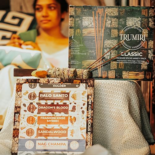 Trumiri TRU-ISVP-CLASSIC Incense Sticks - Total 120 Insence-Sticks (20 Insense X 6 Inscents) - Inciensos Aromaticos Para La Casa Incents With Nag Champa Sage Palo Santo Frankincense Sandalwood Inscents-Sticks + Holder thumb #5