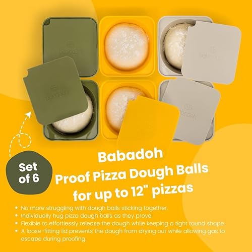 Miniatura 2 de babadoh Accesorios para hacer pizza  Recipientes a prueba de masa de pizza con tapas  Juego de 6  Bandejas de masa apilables  Multi amarillo
