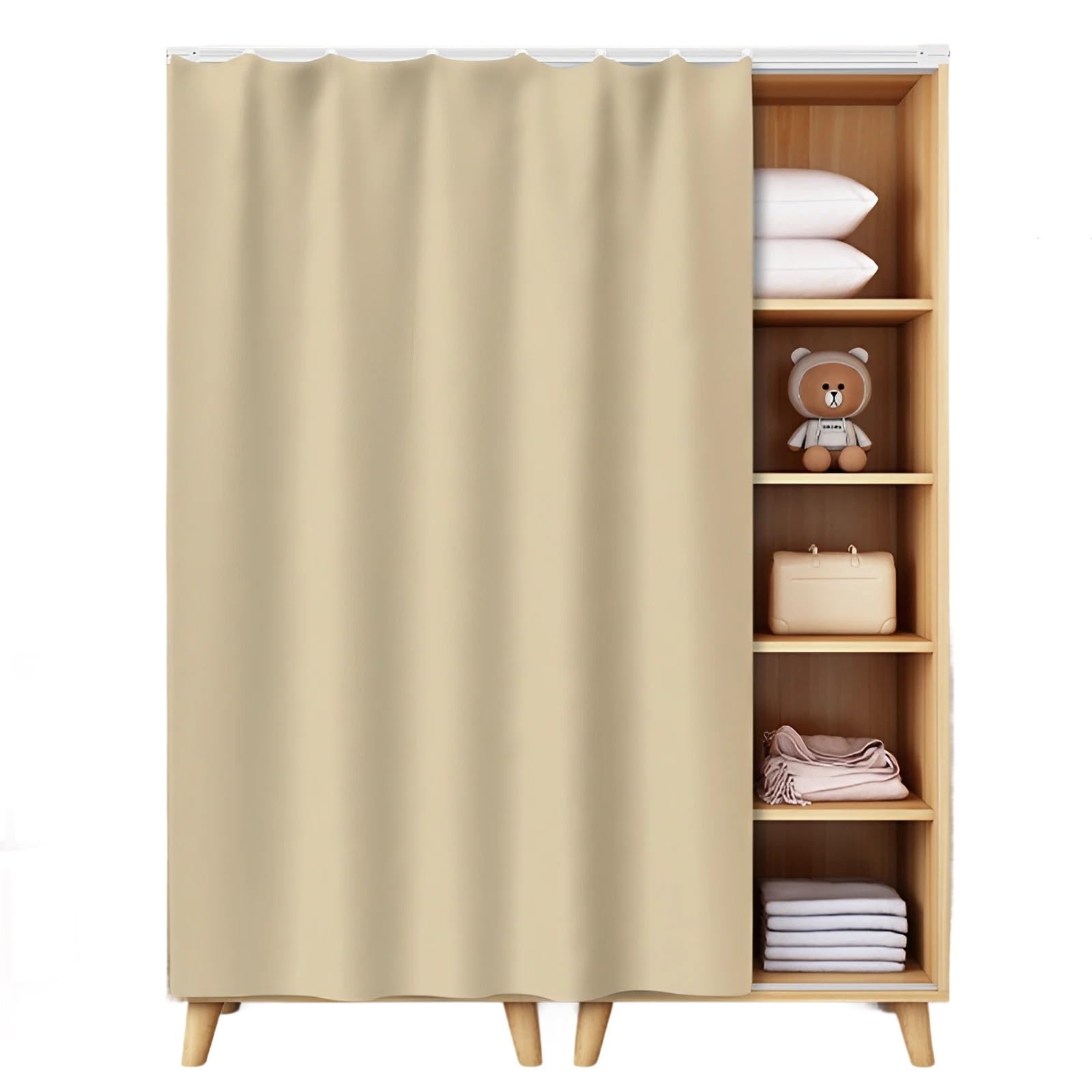 Rideau placard autocollant NEPHRA kaki 200x100 cm avec rail