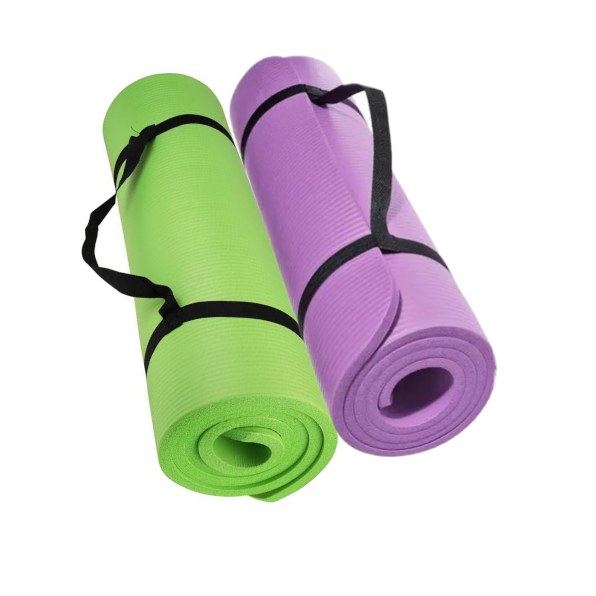 Flylite Deluxe 2 Pc Yoga Mat Combo (Green and Purple) with Easy to Carry Straps, For Couples & Yoga Buddies-picture-38