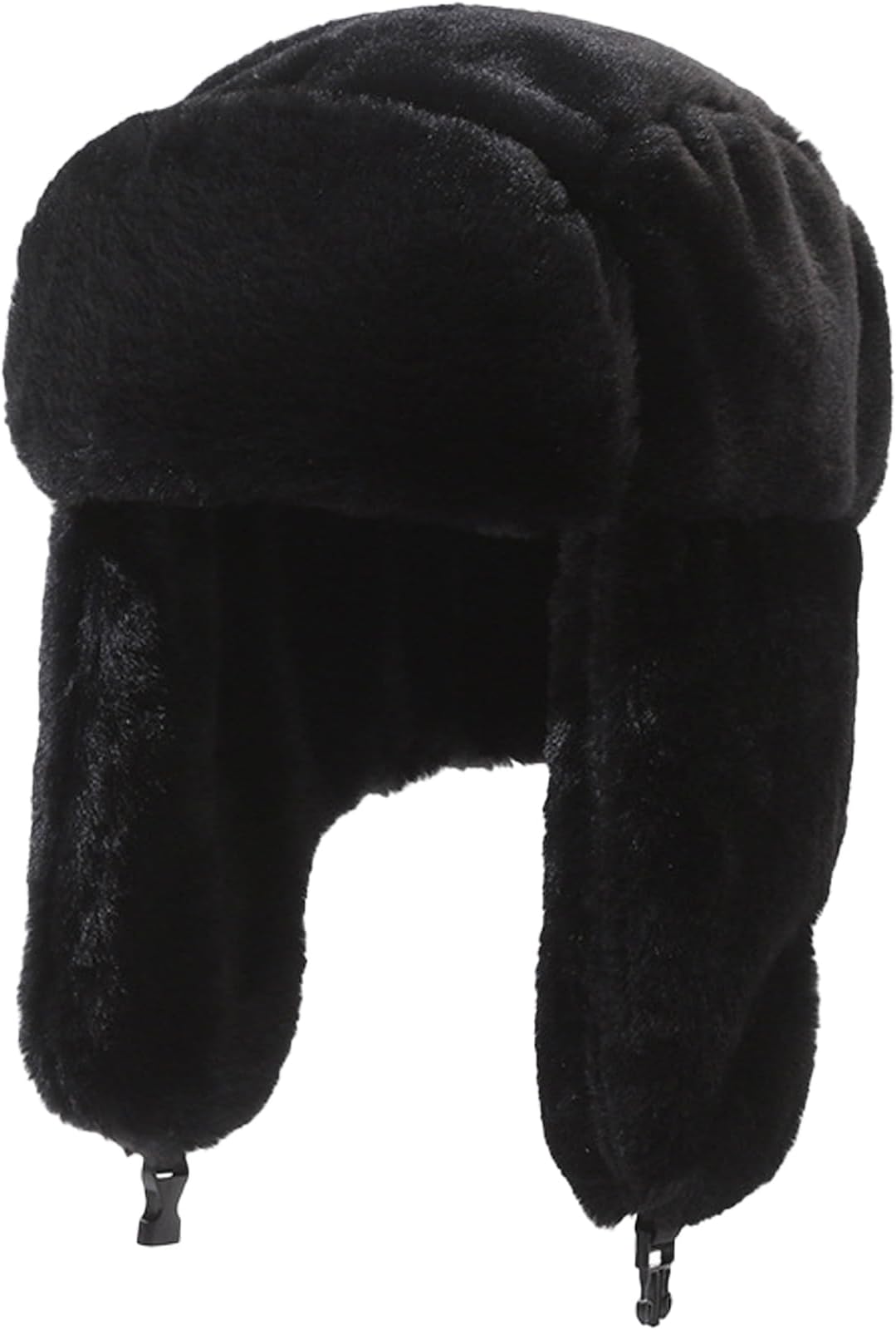 Trapper Hat Unisex Adult, Russian Hat Outdoor Winter Hat Bomber Hat Ushanka Hat Warm Hats with Ear Flaps Hunting Hat Windproof Faux Fur Hat Aviator Pilot Cap Black