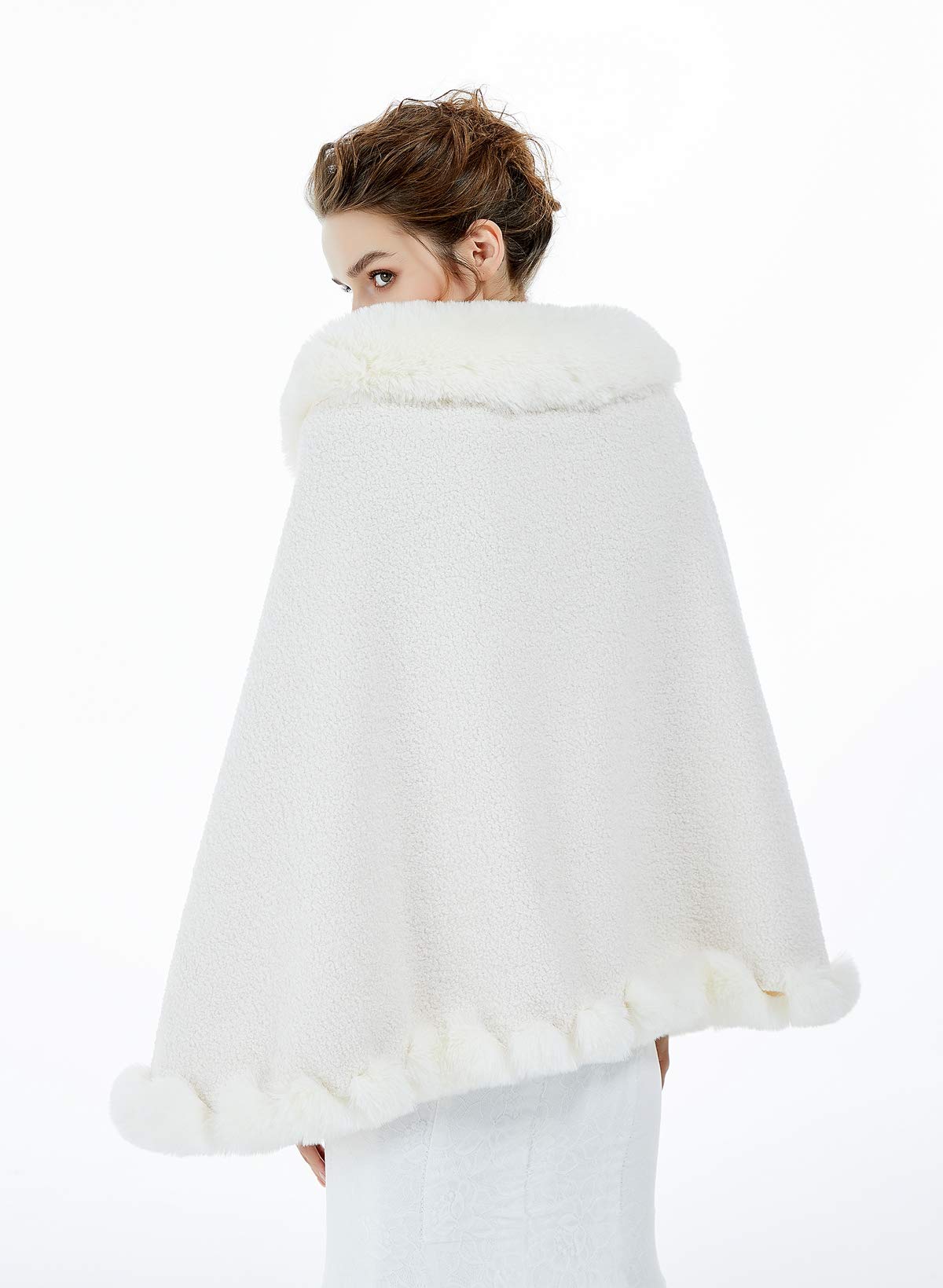 BEAUTELICATE Châle Étole en Fausse Fourrure Cape Veste en Laine d'agneau De Femme Mariage Hiver Soirée Mariée Cérémonie Fête Demoiselle d'honneur Taille Unique