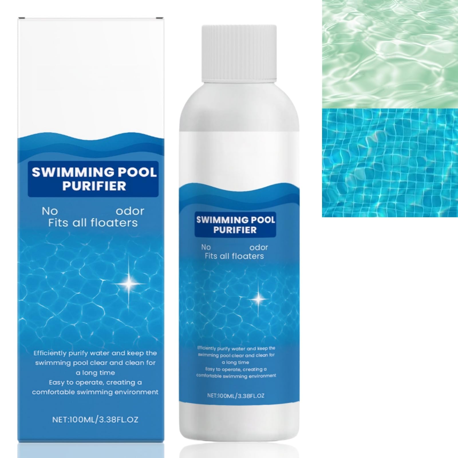 100ml Swimming Pool Cleaning Solution, Algae/cide for Pools, Cleaner & Clarifier Liquid, Prevents Green Water, Pool Purifier & Water Cleaning Fluid, Swimming Pool Purifier