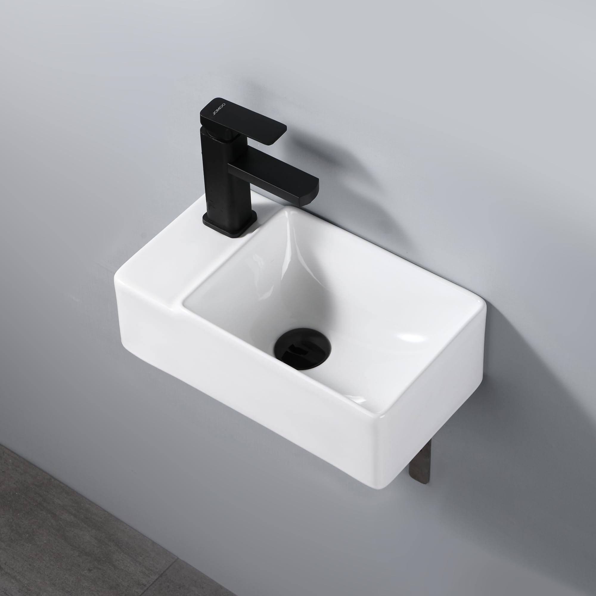 Lavatrice rettangolare compatta in ceramica bianca - Lavabo da appoggio di piccole dimensioni - Design elegante e pratico per piccoli bagni o servizi igienici - 40 x 22 x 13 cm