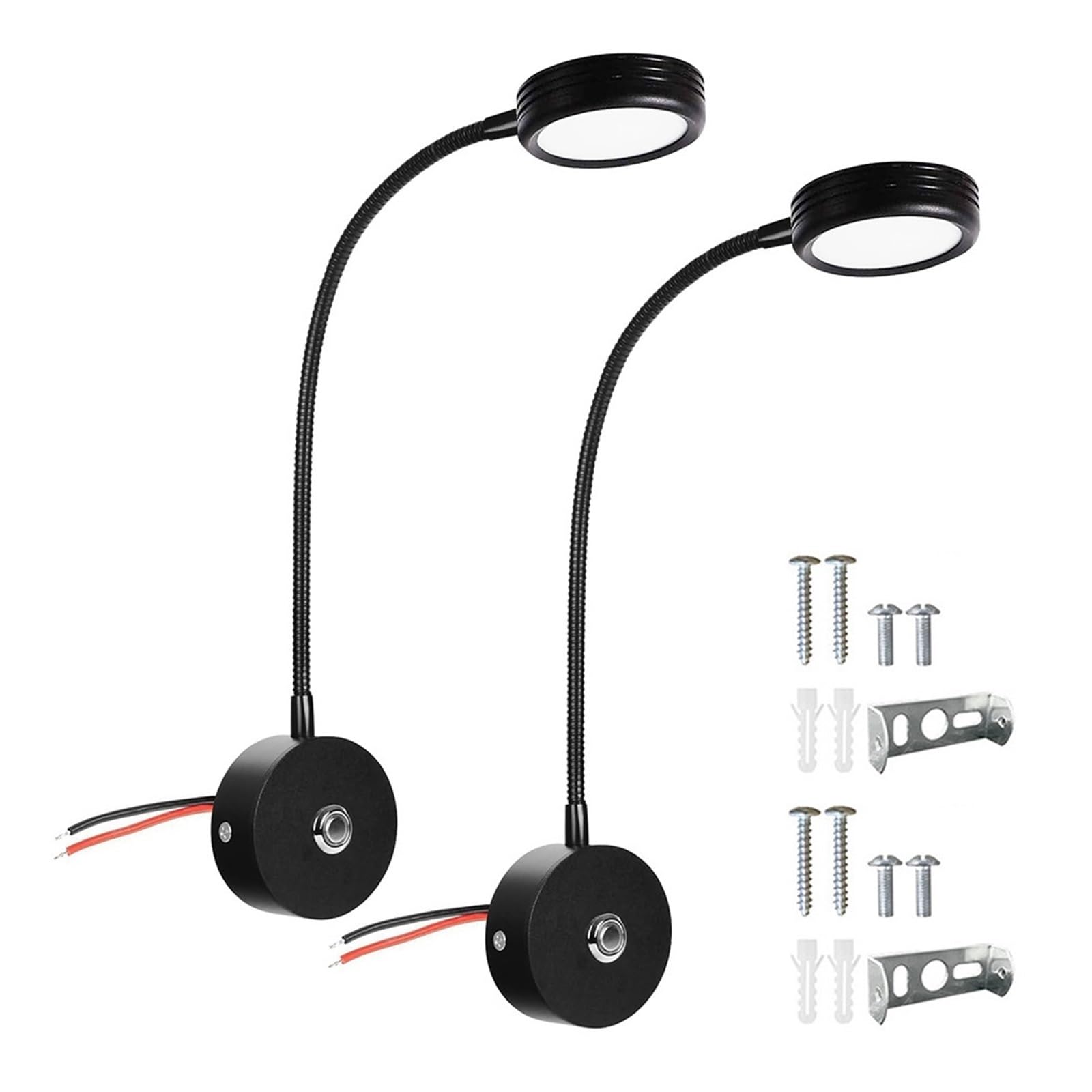 GDBAGKDQK RV LED Reading Light DC12-24V Dimmable 3 Color Modes Flexible Gooseneck Wall Lamp USB Charger for Boat Camper Van Bedside Bright Lights