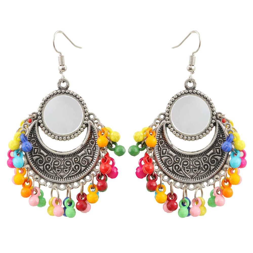 Vientiq Oxidised Silver Mirror Chandbali Multi Pearl Earrings (B0CRS29PVD) Amazon Price History, Amazon Price Tracker