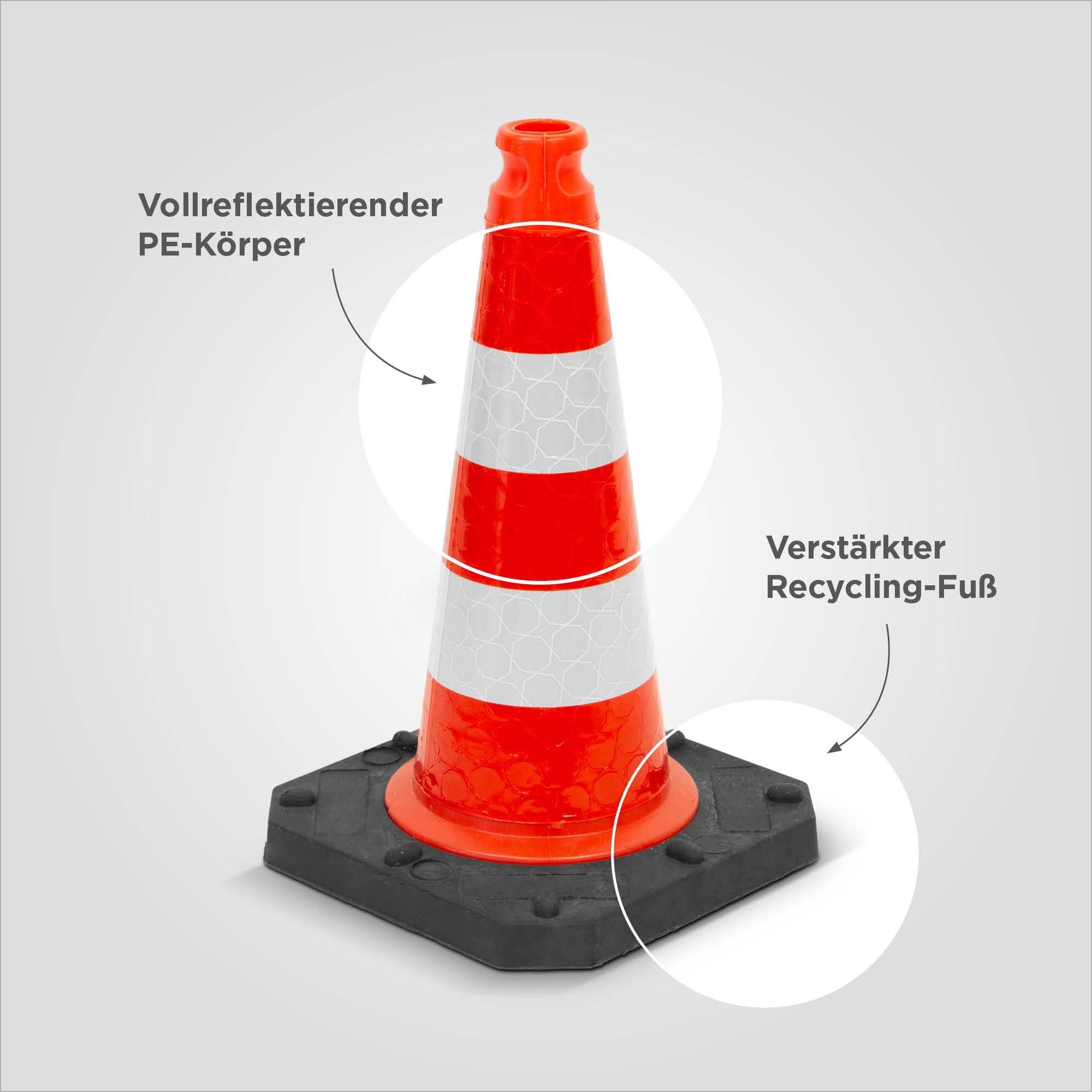 blizz-z Verkehrsleitkegel Profi Höhe 500 mm (1 Stück) | StVO & Bast-geprüft | vollreflektierend, Reflektionsklasse RA1 | Gewichtsklasse 3: 2,5 kg | stapelbarer TL-Leitkegel, Pylone, Verkehrshütchen