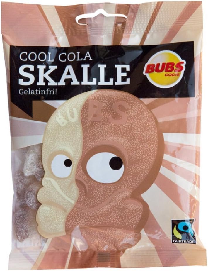 2 Bags x 90g of Bubs Godis Cool Cola - Skalle - Skallar - Original - Swedish - Sour - Cool Cola Skull - Gelatine Free - Wine Gums - Candy