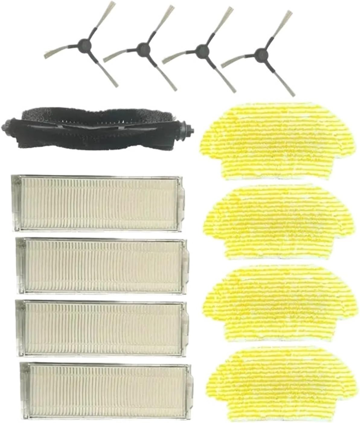 Compatible for Karcher RCV3, Roller Brush Side Brush Filter Mop Cloth Set for Vacuum Cleaner Replacement Part