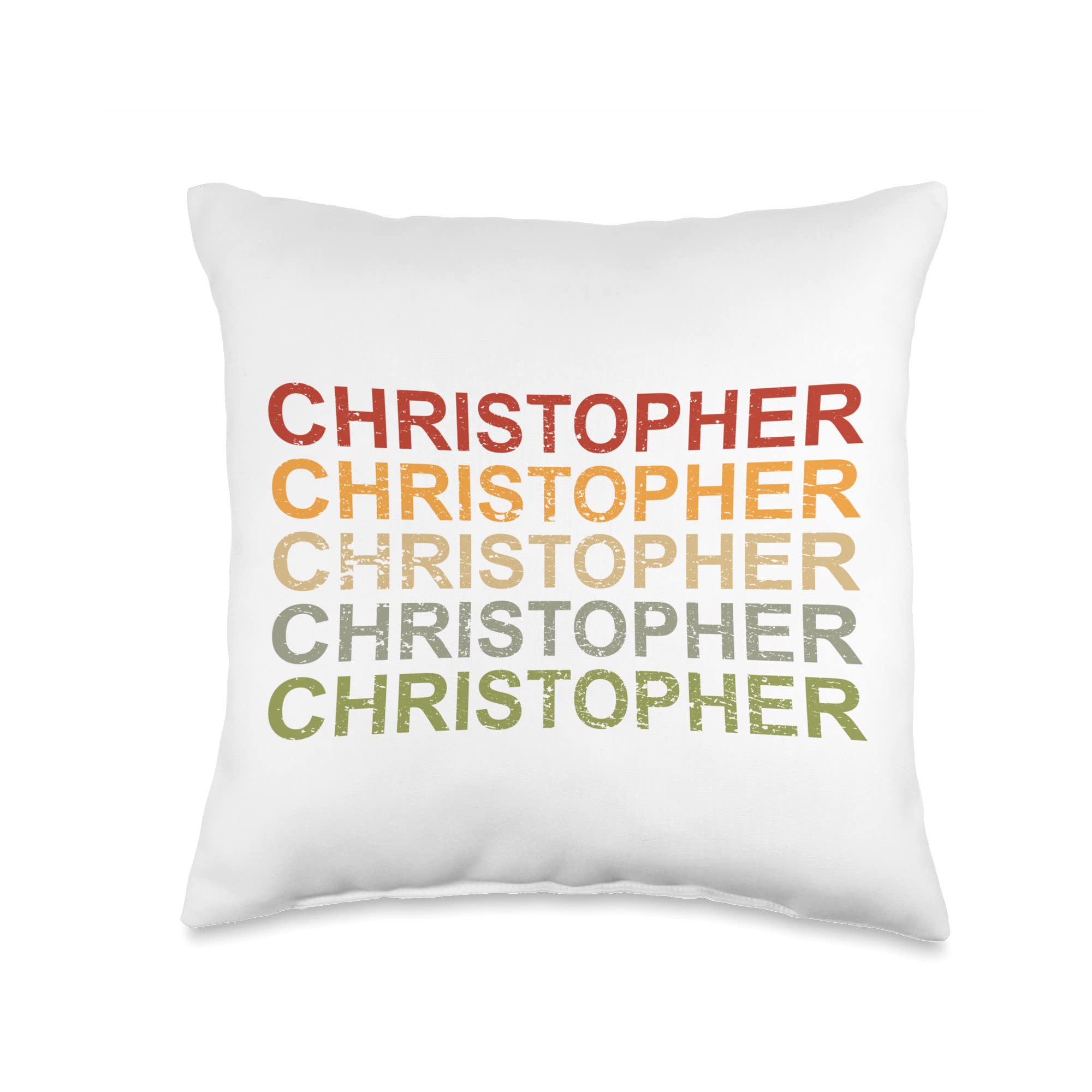 CQ First Name Christopher Design for Men and Women Retro Personalized, Name Christopher Throw Pillow, 16x16, Multicolor