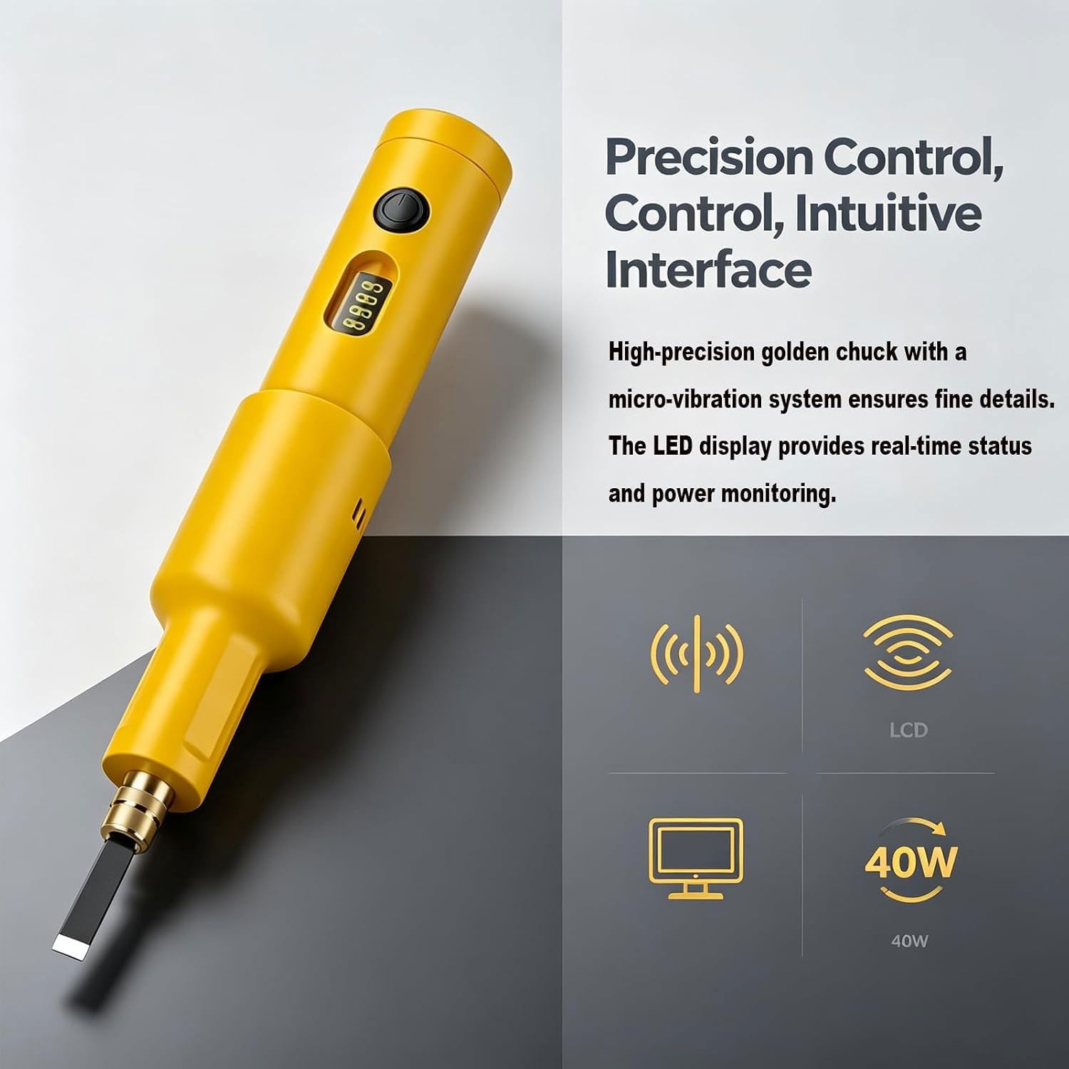Electric Carving Tool Set, 40W Wood Chisel Kit, Elektrisches Schnitzmesser-Set, Kabellos wiederaufladbar Holzschnitzmeißel-Set, Handheld elektrischer Meißel für Holzarbeiten und DIY Crafts (10 Head)