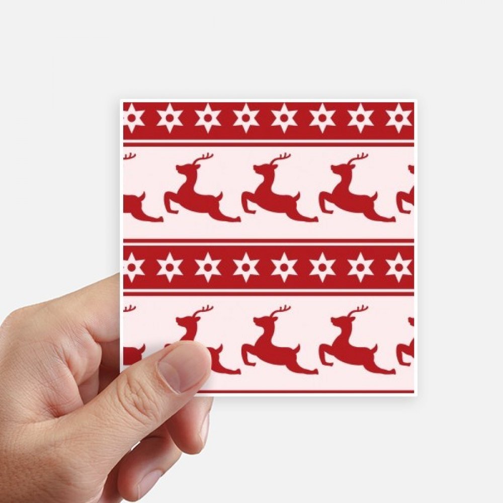 Autocollants de Noël carrés DIYthinker élan et étoile rouge lot de 8 pièces en 10x10 cm