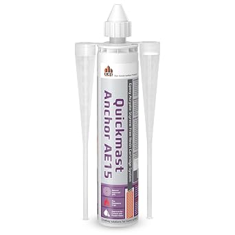 DCP Quickmast AE15 Concrete Epoxy for Rebar and Rods High-Strength Anchoring System, Two-Part Acrylate Epoxy with Cartridge and Nozzles, 10.1 fl oz 1 Pack
