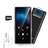 64GB MP3 Player with Bluetooth 5.2, AiMoonsa Music Player with Built-in HD Speaker, FM Radio, Voice Recorder, HiFi Sound, E-Book, Earphones Included
