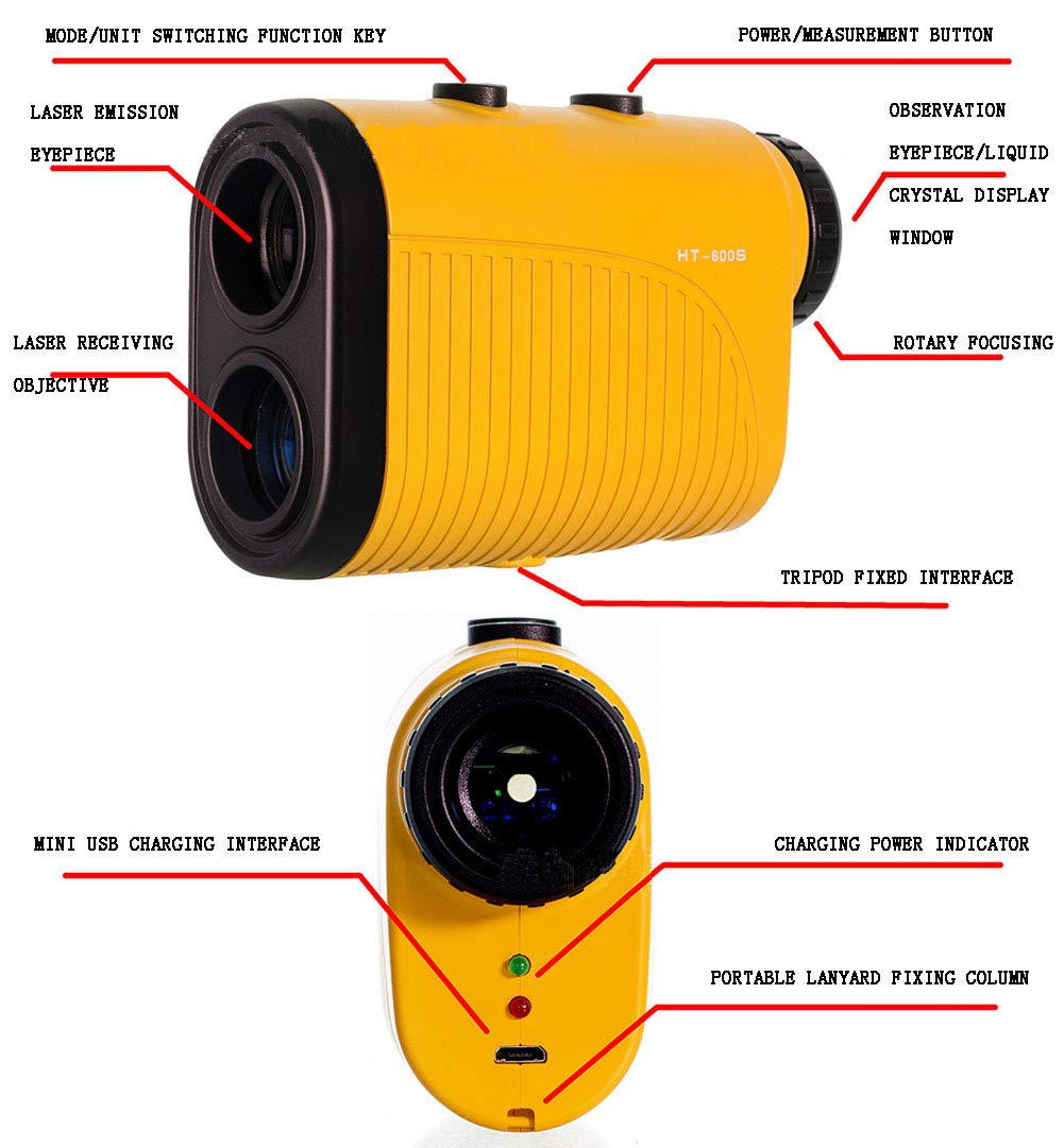 AIZYR Télémètre Laser, Télémètre De Golf - Télémètre Laser Télémètre, Arpentage Et Cartographie en Plein Air, Golf 600 Mètres, Mode De Charge De La Batterie Au Lithium