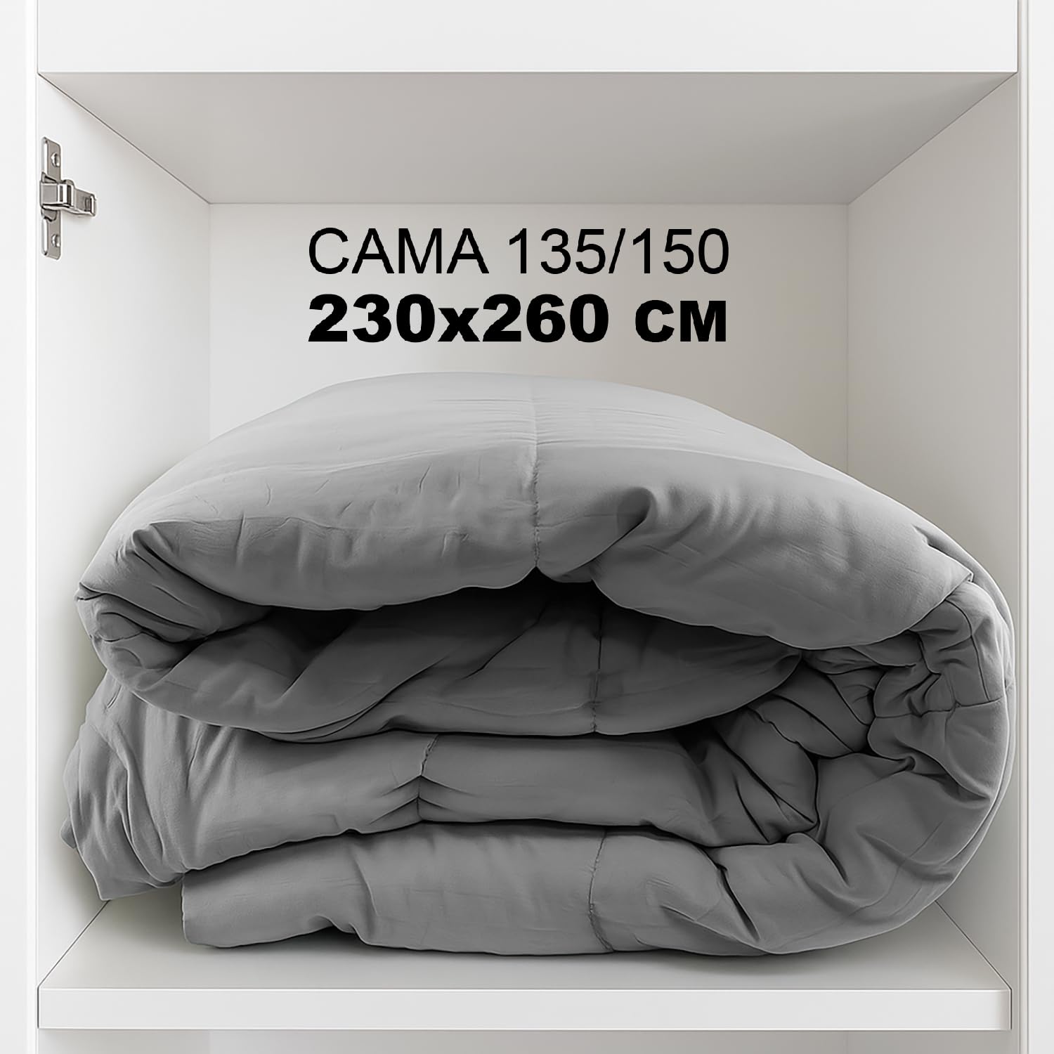 TIENDA EURASIA – Edredón | Nórdico | Reversible | Microfibra 100% Poliéster | sin Cojín | Lavable a máquina a 30°C | Tacto Suave | Hipoalergénico (Gris Claro, Cama 135/150 230x260 cm)