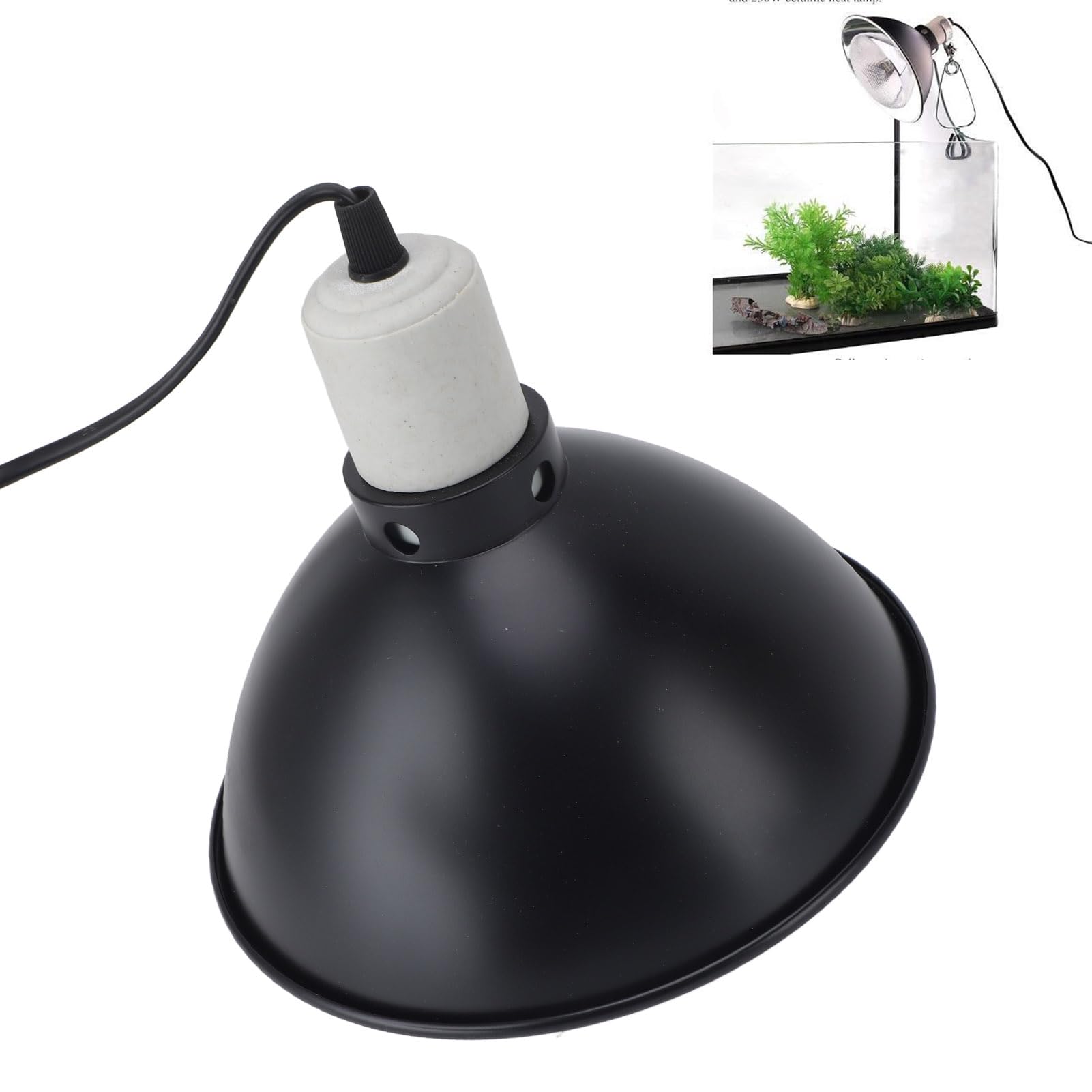 Fdit Paralume Riscaldante per Rettili con Luce UVA UVB, Materiale Metallico, Potente Calore da 300 W per Vari Rettili (Spina europea 220 V)