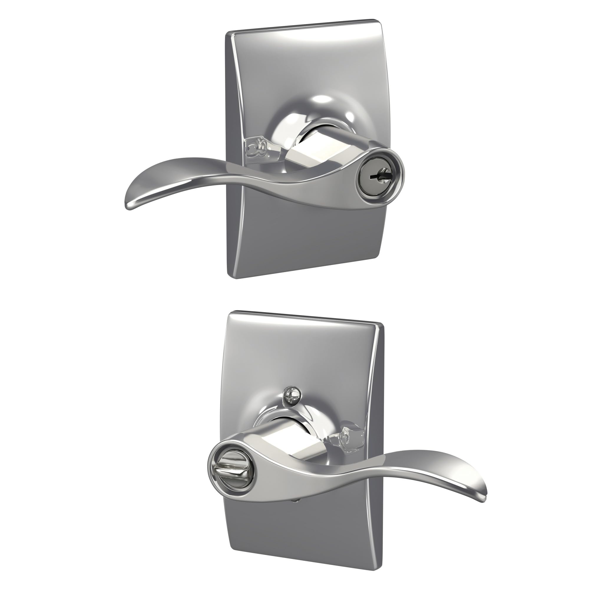 Schlage Accent Lever with Century Trim Keyed Entry Lock in Bright Chrome - F51A ACC 625 CEN