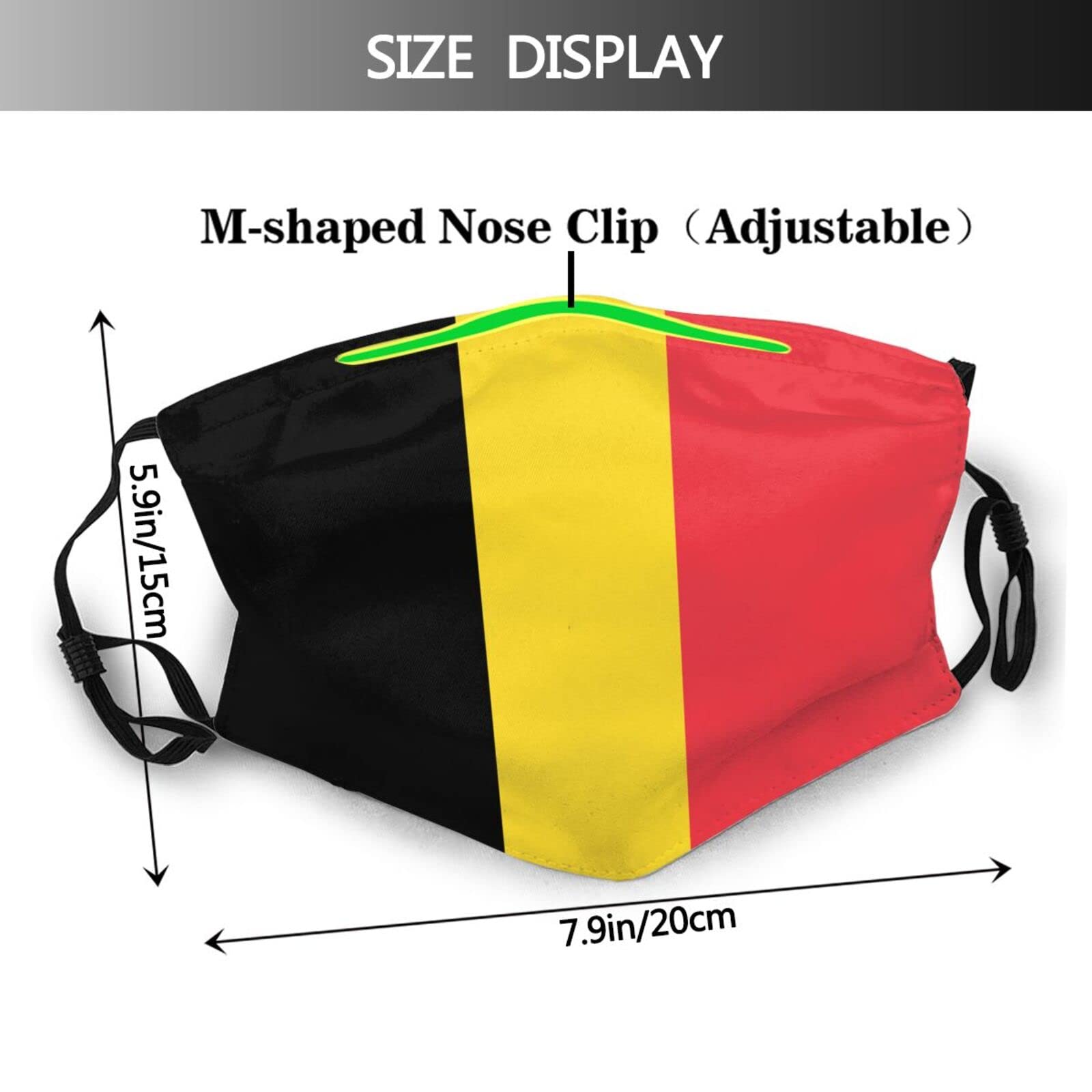 Belgium Flag Mask Protect Respiratory System Breathe with Peace of Mind Black