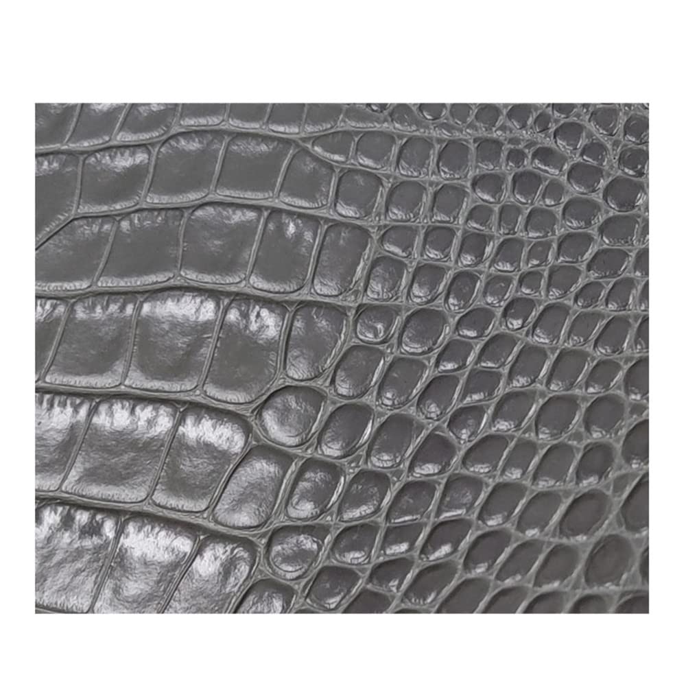 Aibote Hojas de piel de vaca auténtica en relieve, material de piel de vaca para manualidades de cuero (patrón de cocodrilo gris, 5 pies cuadrados (forma irregular))