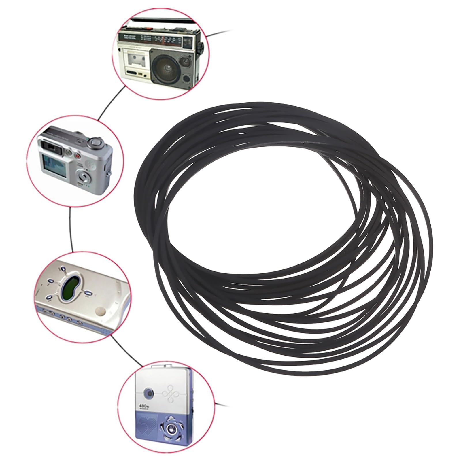 20 cinghie quadrate in gomma per dispositivi e unità video, cinghie in gomma resistente da 1 mm di dimensioni miste per videoregistratore