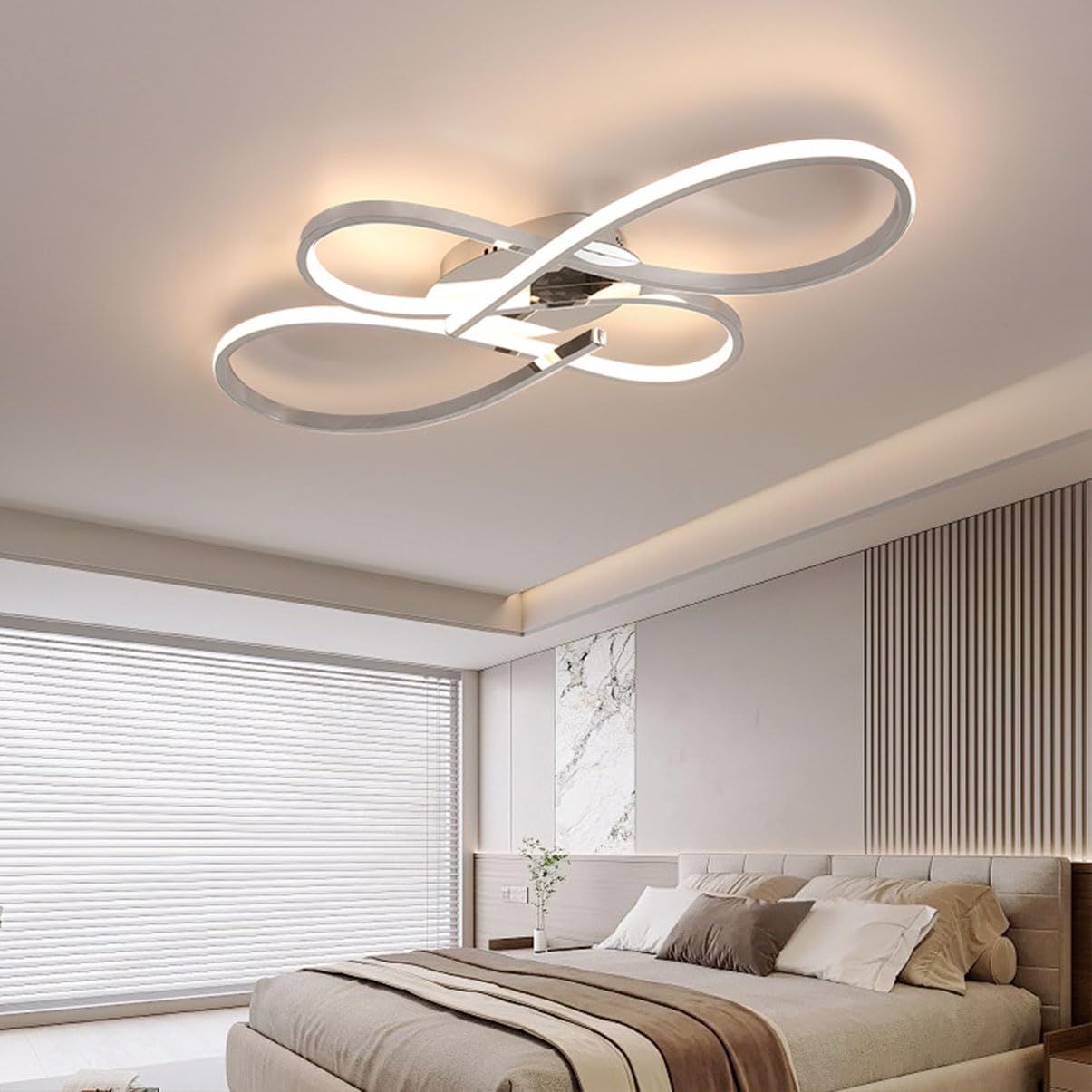 Black LED Ceiling Lamp with Dimmable Modern Design for Living Room, Bedroom & Dining, Children's Room (Chrome, 80 cm, Remote Control)
