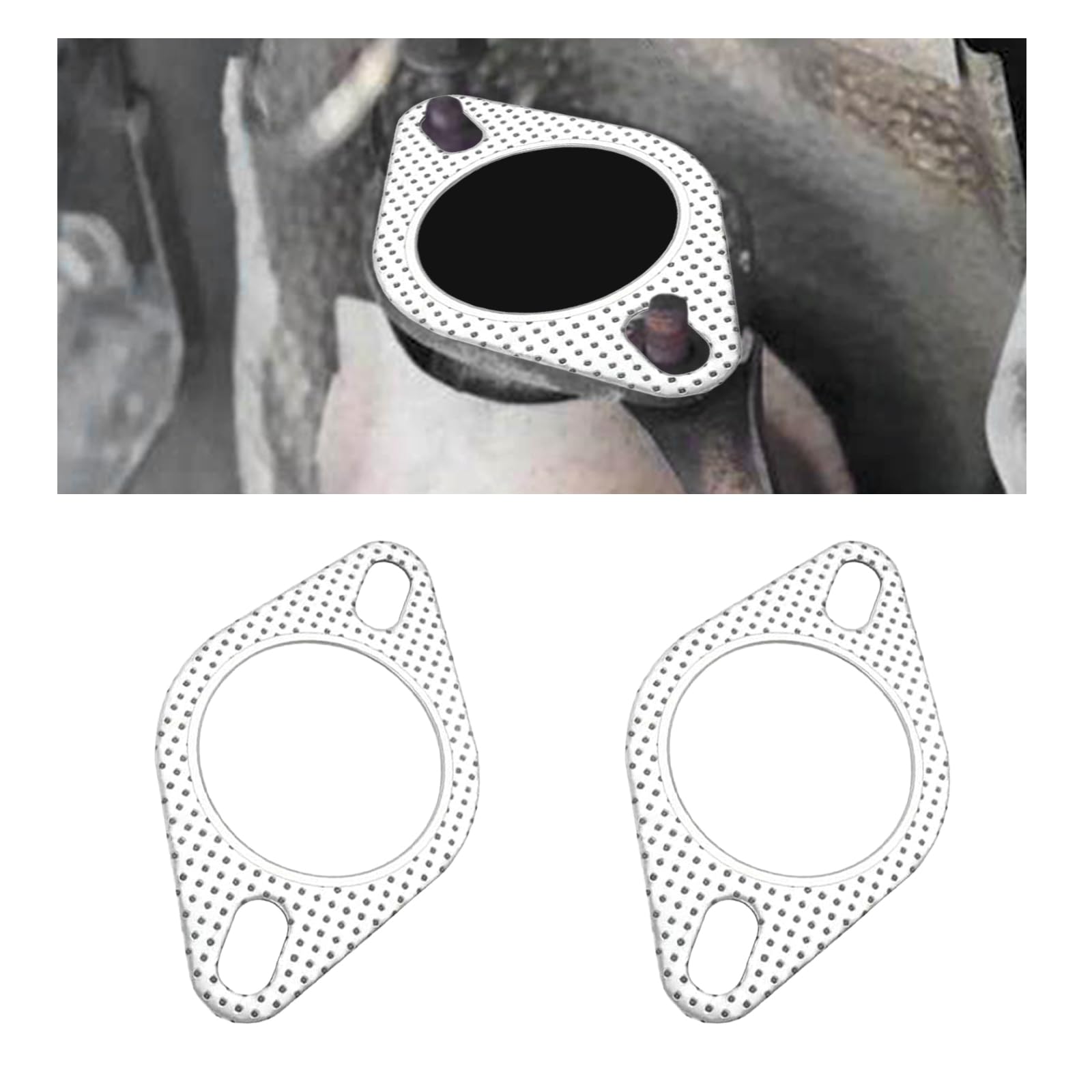 Stacool 2PCS 2"" Exhaust Gasket,Standard 2-Bolt Car Exhaust Flange Gasket Replacement OEM#120-06310-0002,Car Accessories Exhaust Manifold Gasket Made of High Temp Gasket Material (2 inch)