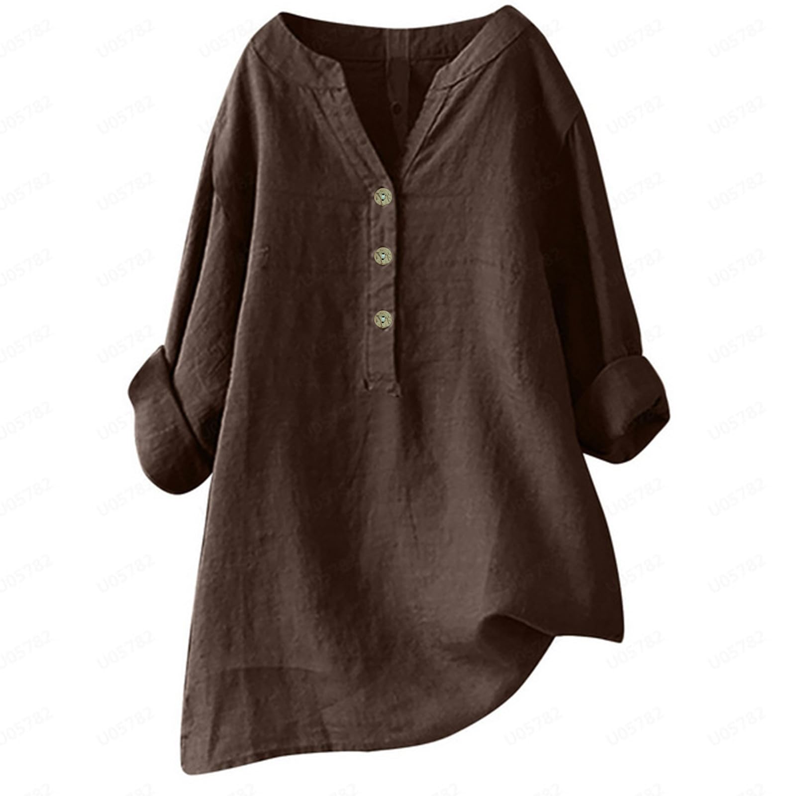 Camicia Donna Bianca Elegante Blusa Cotone E Lino Lunga Manica Lunga Camicia da Lavoro Scollo a V Estiva Casual Camicette per Vacanze Tinta Unita Classico Shirt Tops Oversize Moda Camice Curvy