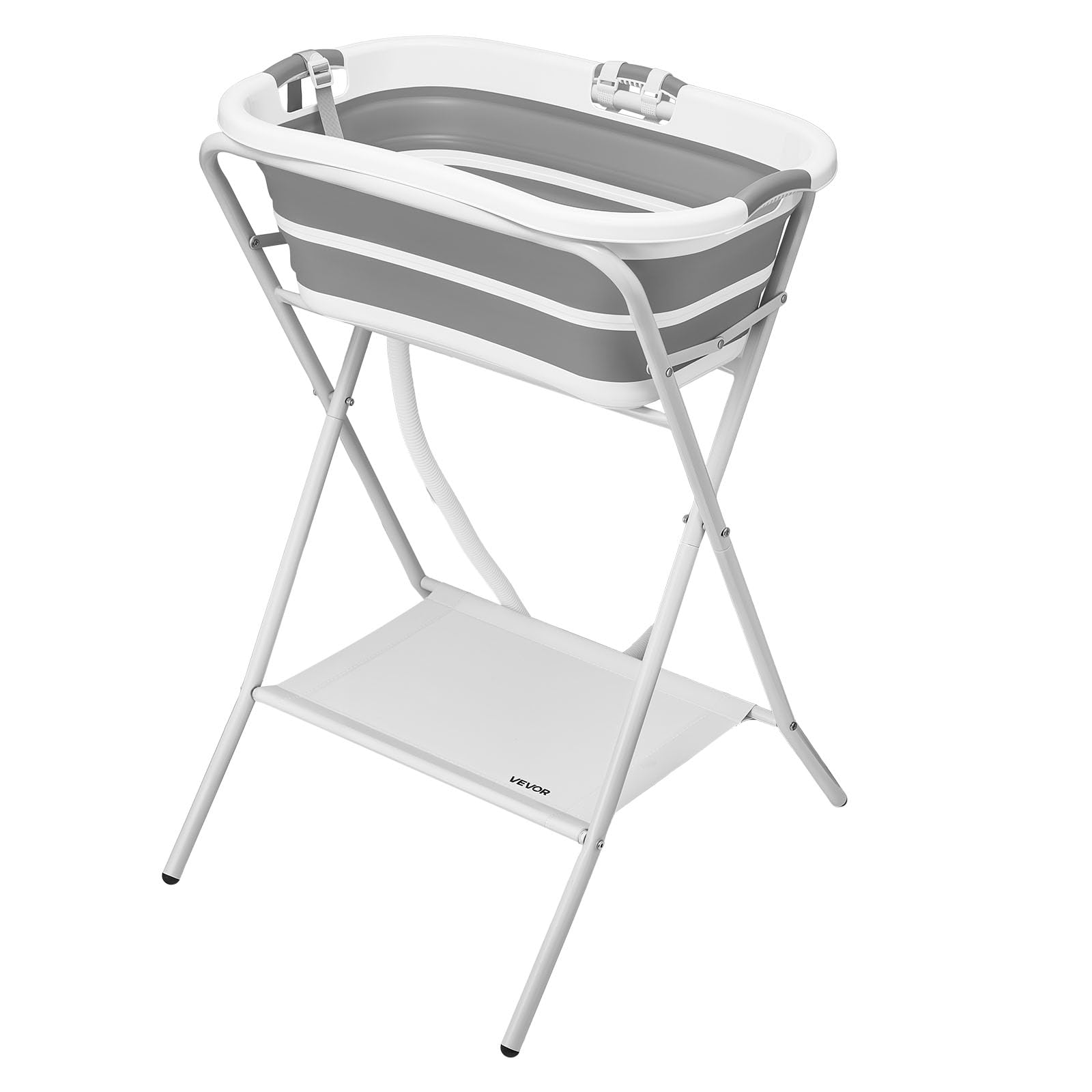 VEVOR Bañera Elevada para Perros Gatos Pequeños con Soporte, Bañera Plegable Portátil 2 en 1 para Mascotas de 1,8 a 8 kg, Estación de Baño con Estructura en X, Desagüe con Manguera, Uso en Mesa Suelo | Soporte estable y seguro, diseño fácil de usar